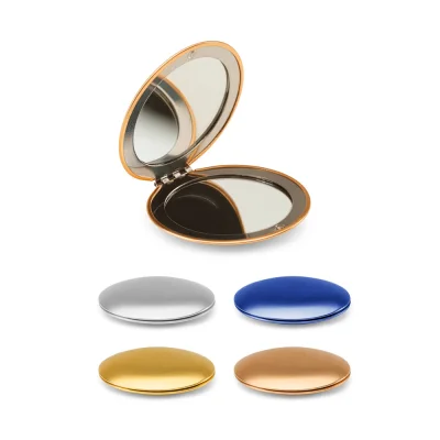 Kayla – Miroir rond double face en aluminium avec fermeture magnétique