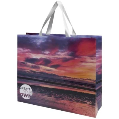 Sac en papier Smartfold 210 g/m² avec anses en ruban et pelliculage mat - 42 x 12 x 35 cm
