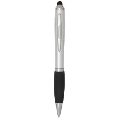Stylo bille à stylet en plastique recyclé RCS avec corps coloré et grip noir (encre bleue) Nash