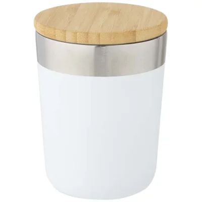 Gobelet Lagan de 330 ml en acier inoxydable avec isolation par le vide et couche de cuivre, avec couvercle en bambou