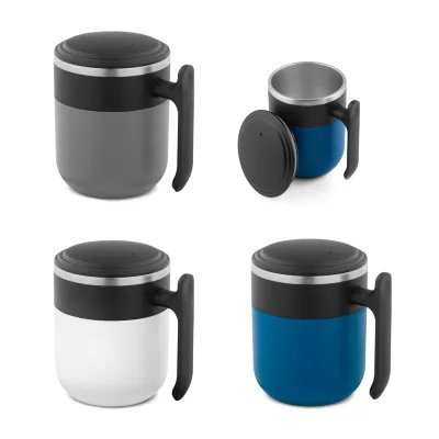 Maldini – Mug de voyage avec paroi intérieure en acier inoxydable et finition mate, 400 mL