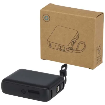 Batterie externe Acrux de 10 000 mAh et 35 W pour tablette avec câble Type-C intégré - fabriquée en plastique recyclé
