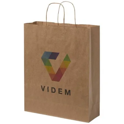 Sac en papier Kraft 80-90 g/m² avec poignées torsadées, 32 x 12 x 40 cm