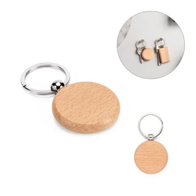 Stewie Round – Porte-clés rond en bois de hêtre