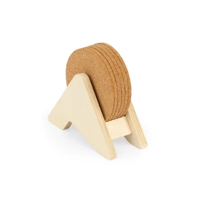 Plycork – Support en contreplaqué avec 6 sous-verres en liège