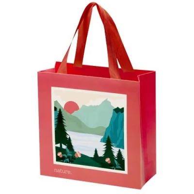 Sac en papier Smartfold 210 g/m² avec anses en ruban et pelliculage brillant - 24 x 10 x 24 cm