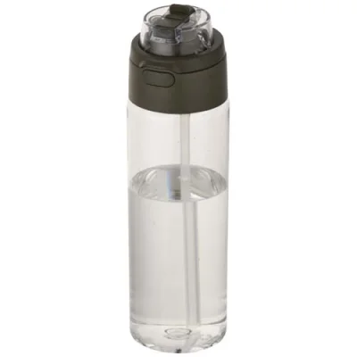 Bouteille d'eau Theron de 700 ml en plastique recyclé RCS, avec bouchon double fonction et paille rabattable
