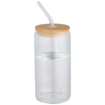 Pot de 500 ml en verre borosilicate Mirage simple paroi avec couvercle en bambou