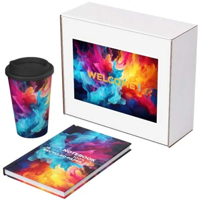 Coffret cadeau Keswick en matériaux recyclés – Carnet Novella Brontë et gobelet Americano