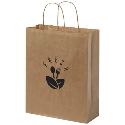 Sac en papier Kraft 80 g/m² avec poignées torsadées, 25 x 11 x 32 cm