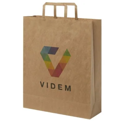 Sac en papier Kraft 80-90 g/m² avec poignées plates, 32 x 12 x 40 cm