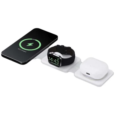 Chargeur sans fil pliable Armus 3 en 1 de 15 W en plastique recyclé
