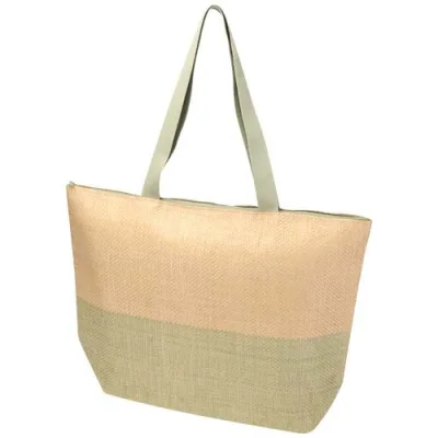 Grand sac fourre-tout en papier paille Rhythm avec fermeture à glissière, 21 L