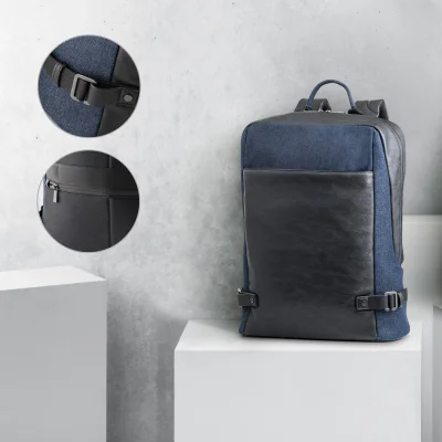 Divergent Backpack I – Sac à dos pour ordinateur portable jusqu'à 15.6" en denim et PU
