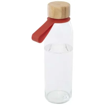 Bouteille d'eau en verre Porto de 500 ml avec poignée en silicone et couvercle en bambou