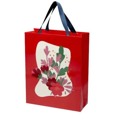 Sac en papier Smartfold 210 g/m² avec anses en ruban et pelliculage brillant - 31 x 12 x 39 cm