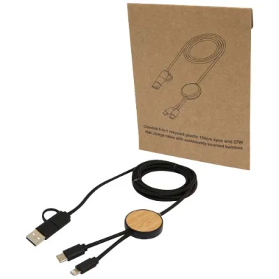 Câble 5 en 1 Chechia en plastique recyclé de 150 cm pour la synchronisation des données et la charge rapide de 27 W avec déta