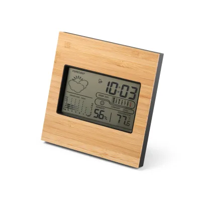 Bromley – Station météo de bureau avec écran LCD en ABS et bambou