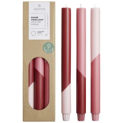 Bougies à rayures diagonales Originalhome Eden par lot de 3