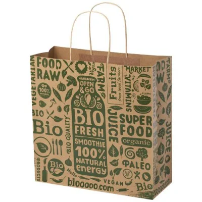 Sac en papier Kraft 120 g/m2avec poignées torsadées, 31 x 12 x 31 cm