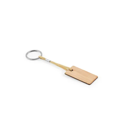 Hopps – Porte-clés rectangulaire en bambou avec cordon en PET