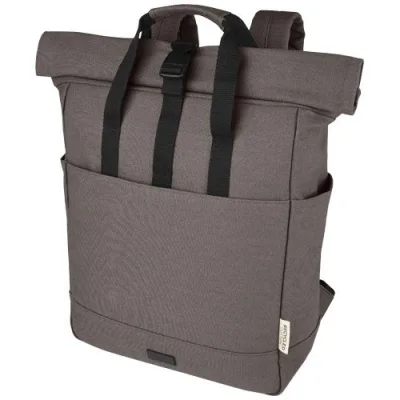 Sac à dos pour ordinateur portable Joey de 15 L en toile recyclée GRS 15 pouces avec dessus enroulable