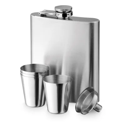 Novak – Ensemble de bouteilles et de verres en acier inoxydable 200 mL
