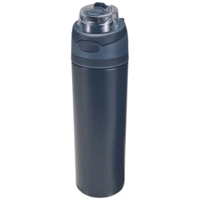 Bouteille d'eau Theron 800 ml en acier inoxydable à simple paroi recyclé RCS, avec bouchon à double fonction et paille rabatt