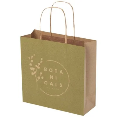 Sac en papier Kraft 120 g/m2avec poignées torsadées, 24 x 9 x 24 cm