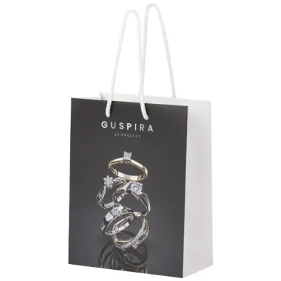 Sac en papier 170 g/m2 intégra fait à la main avec poignées torsadées en plastique, 18 x 9 x 23 cm