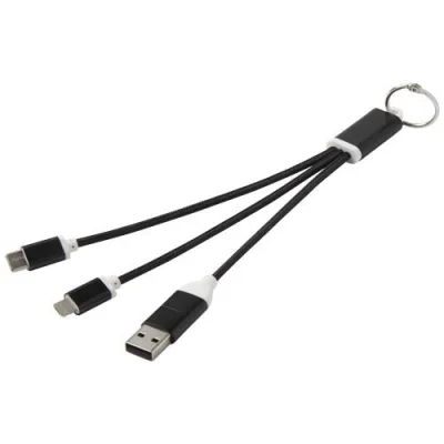 Câble de charge 4-en-1 Metal en aluminium recyclé avec porte-clés