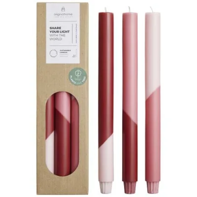 Bougies à rayures diagonales Originalhome Eden par lot de 3