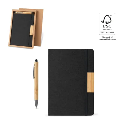 Homero – Set composé d'un bloc-notes A5 à couverture rigide et d'un stylo à bille en bambou