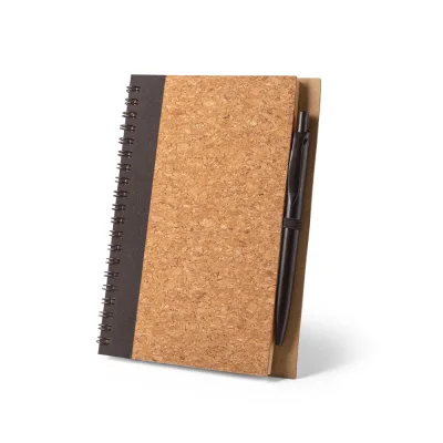 Vicente – Carnet B6 en liège et polyester recyclé (100% rPET) avec stylo bille