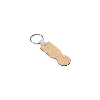 Shopz – Porte-clés en bambou avec extrémité en forme de pièce de monnaie