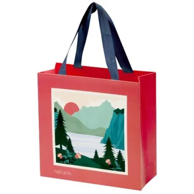 Sac en papier Smartfold 210 g/m² avec anses en ruban et pelliculage brillant - 24 x 10 x 24 cm