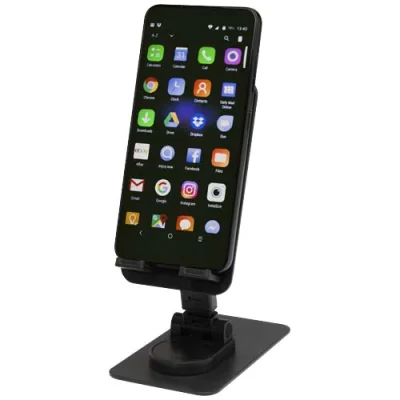 Support de téléphone Alhena pliable en plastique recyclé avec support de bureau en métal