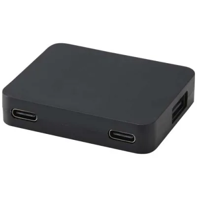 Hub USB 4 ports Gaia avec sortie USB-A et Type-C et double entrée - fabriqué en plastique recyclé
