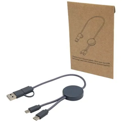 Câble 5 en 1 Citala en plastique recyclé de 30 cm pour la synchronisation des données et la charge rapide de 27 W