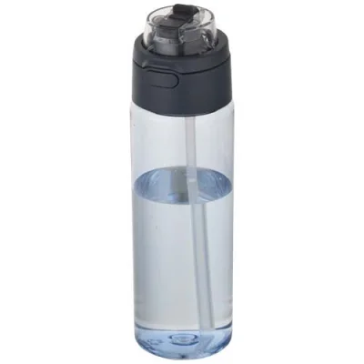 Bouteille d'eau Theron de 700 ml en plastique recyclé RCS, avec bouchon double fonction et paille rabattable
