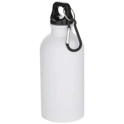 Bouteille d’eau Oregon de 400 ml à simple paroi avec finition MATE, en acier inoxydable recyclé certifié RCS avec mousqueton