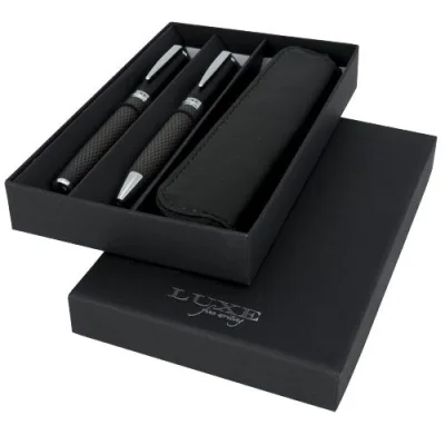 Parure de stylos bille et roller avec étui Carbon (encre noire)