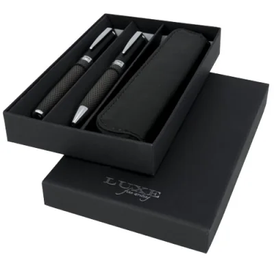 Parure de stylos bille et roller avec étui Carbon (encre noire)
