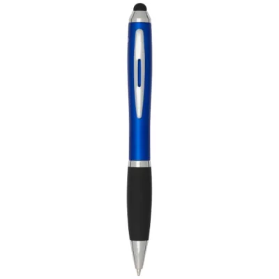 Stylo bille à stylet en plastique recyclé RCS avec corps coloré et grip noir (encre bleue) Nash