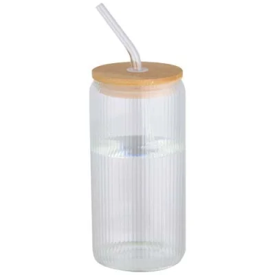 Pot de 500 ml en verre borosilicate Mirage simple paroi avec couvercle en bambou