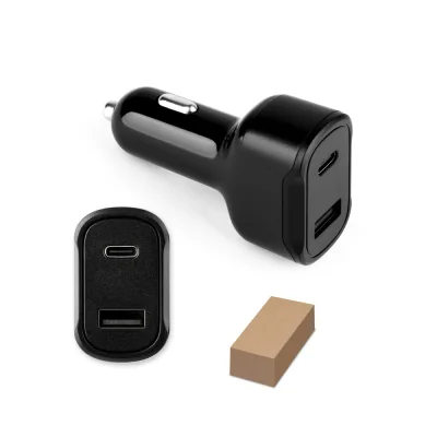 Dirac – Adaptateur allume-cigare avec port USB-A 18W et USB-C 20W en ABS recyclé (100 % rABS)