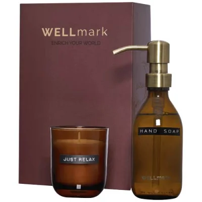 Distributeur de savon pour les mains de 250 ml et ensemble de bougies parfumées de 150 g Wellmark Discovery- parfum linge fra