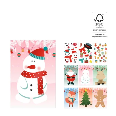 Glimn – Set de six feuilles avec figurines de Noël et 3 feuilles d'autocollants