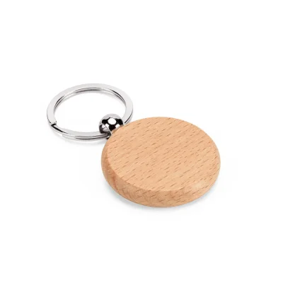 Stewie Round – Porte-clés rond en bois de hêtre