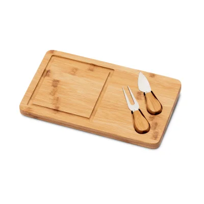 Woods – Plateau à fromage avec 2 ustensiles en bambou e acier inoxydable